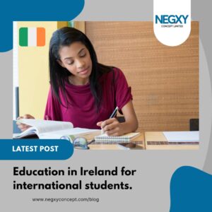 A picture that reads Education in Ireland for International students 