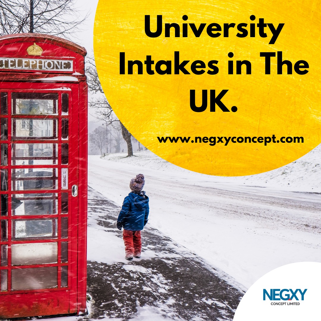 A picture that reads, university intakes in the UK. For International students who wish to study abroad in the UK