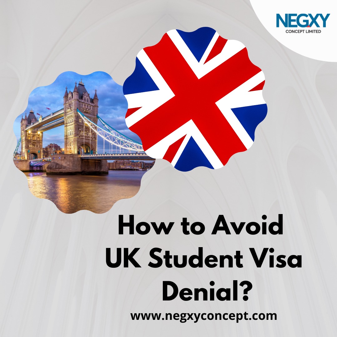 A picture that reads How to Avoid Student Visa Denial? by a study abroad agency known as Negxy Concept to ensure a successful visa process