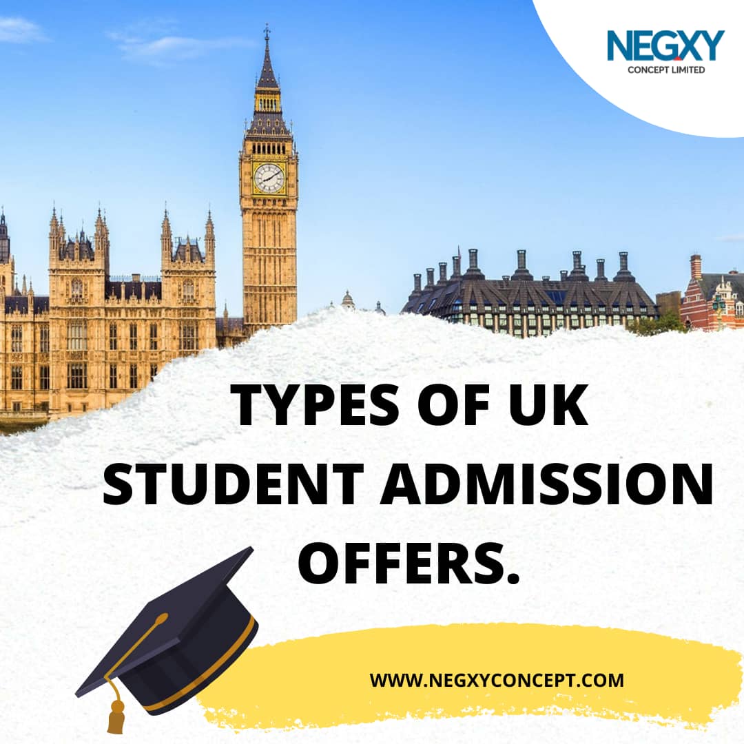 A picture that types of UK Student Admission offers for prospective international students
