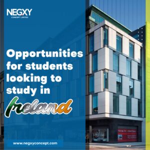 A picture that reads, opportunities for students looking to study in Ireland 