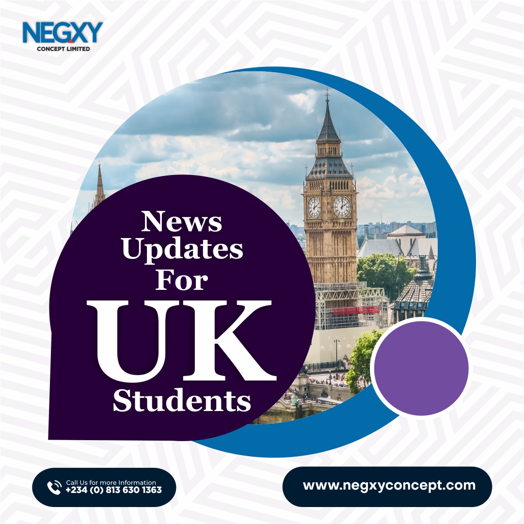 A picture that reads, news updates for Uk students