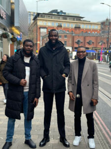 A picture of two of our students and the CEO at our meet and greet event at Birmingham City UK 