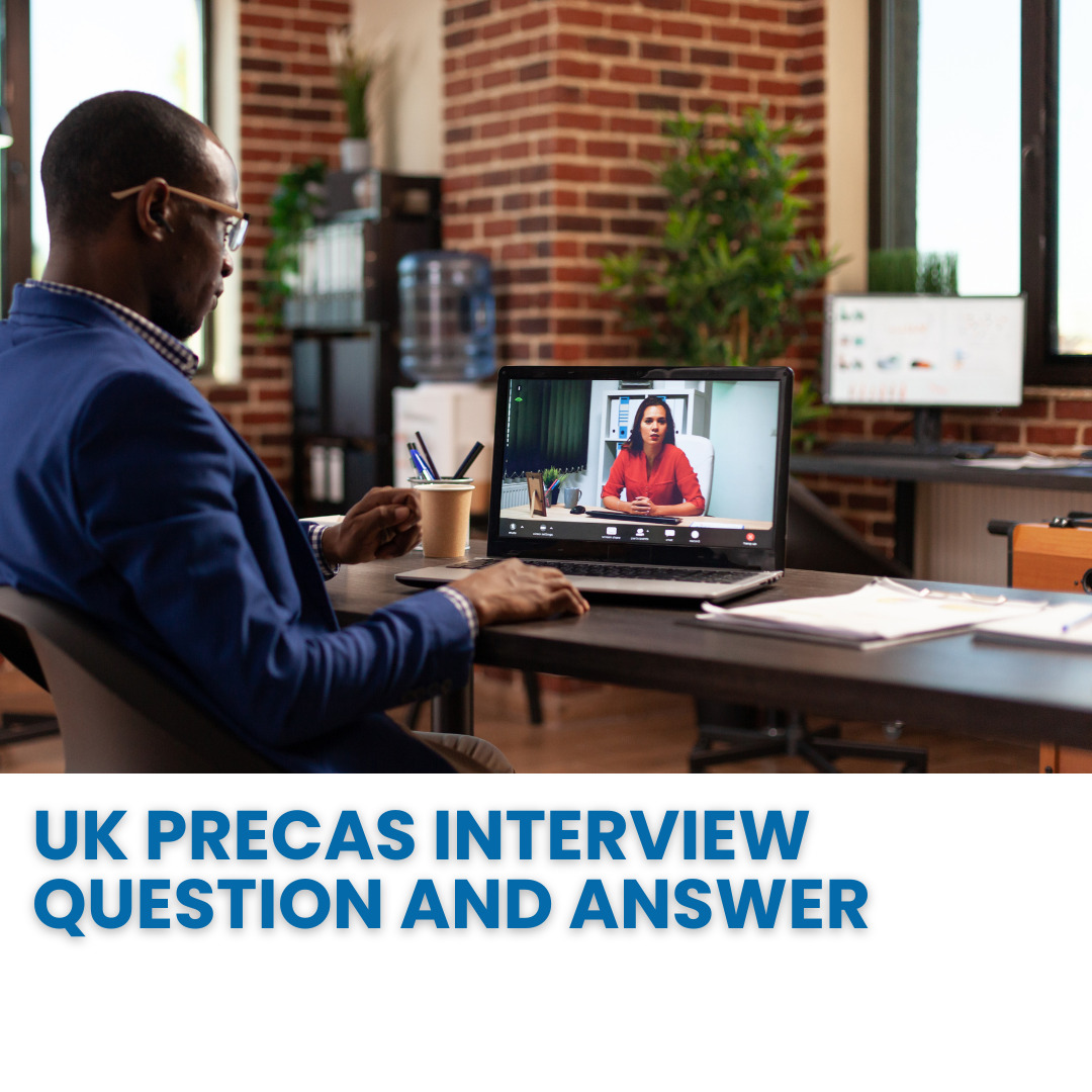 A picture that reads; UK Pre-Cas Interview Question and Answer